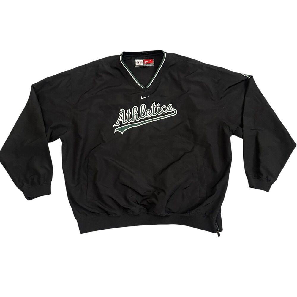 Vintage Oakland Athletics A's Nike Team Tag Jacket Pullover Center Swoosh Sz XXL